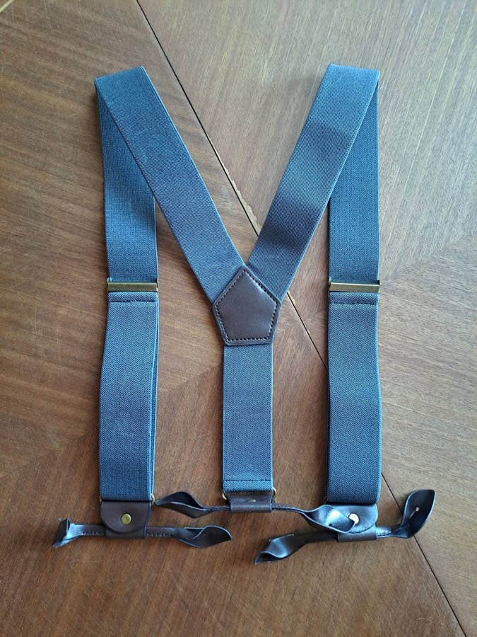 DEADSTOCK RETRO Hängslen suspenders braces EMMY DESIGN läderstroppar