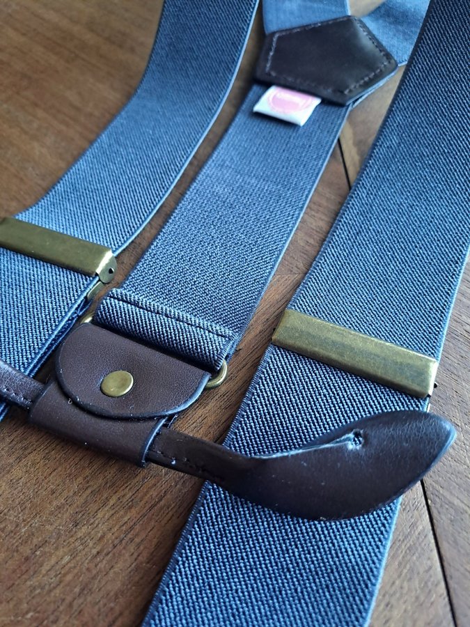 DEADSTOCK RETRO Hängslen suspenders braces EMMY DESIGN läderstroppar