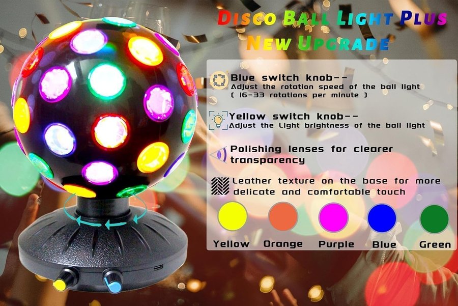 NY Roterande Disco Ball LED | Projektor | Justerbar | USB-C | Ordpris 329kr