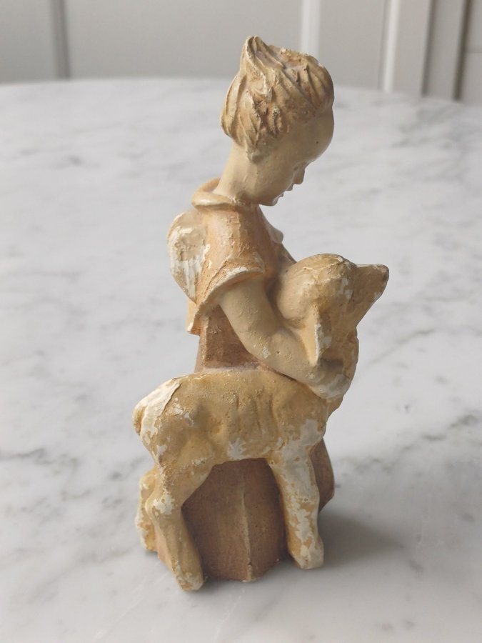 Vintage figurin Ängel med lamm