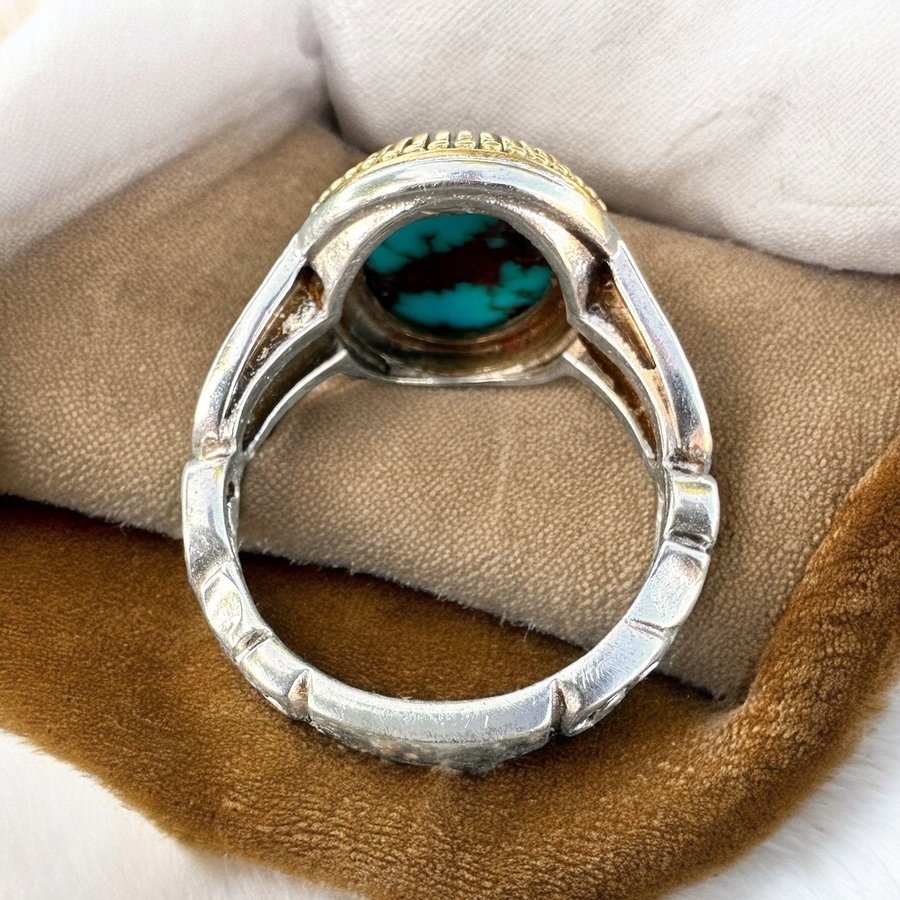 Vacker naturell turkos silver ring