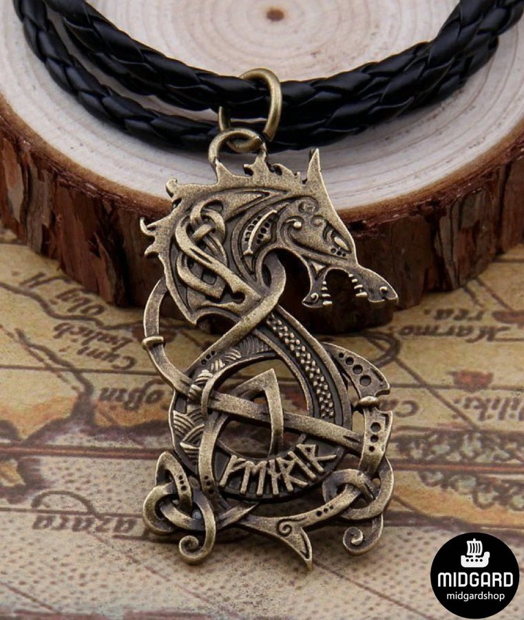 Viking Halsband Fenrir Varg / Brons färg