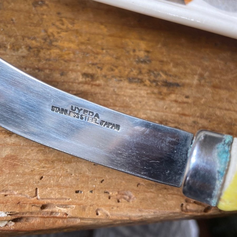 Äldre Importmärkt ostfat m kniv originalkartong Uyeda Japan RETRO LÄS