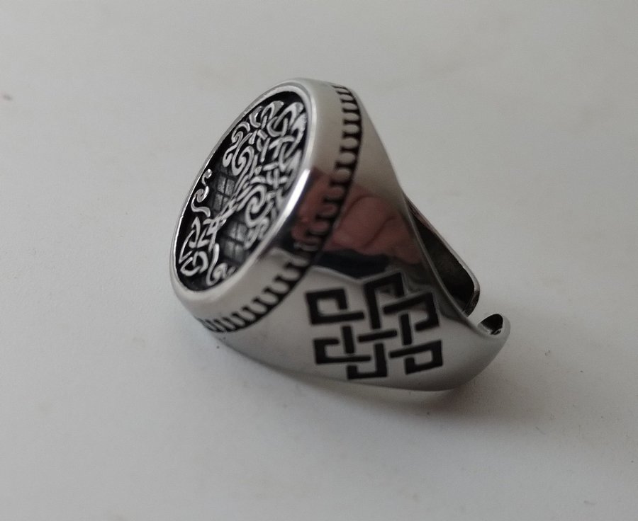 Klackring Träd Yggdrasil Viking Ring Storlek ställbar