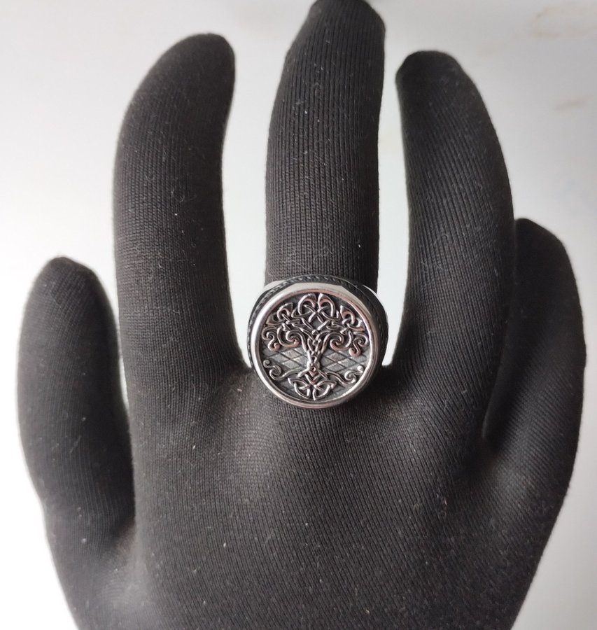 Klackring Träd Yggdrasil Viking Ring Storlek ställbar