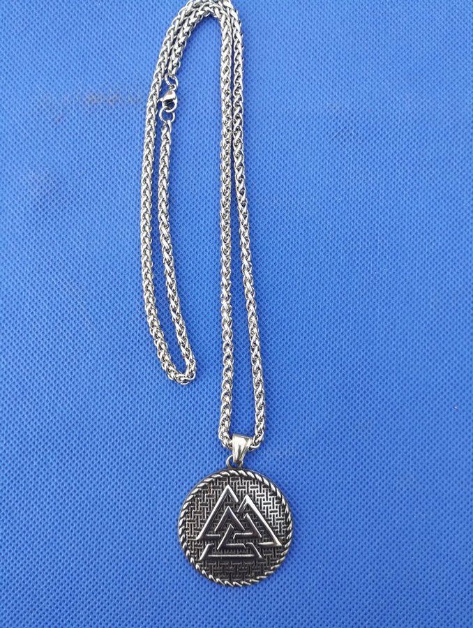 Halsband Kedja Hänge Valknut Valas hjärta Odens knop