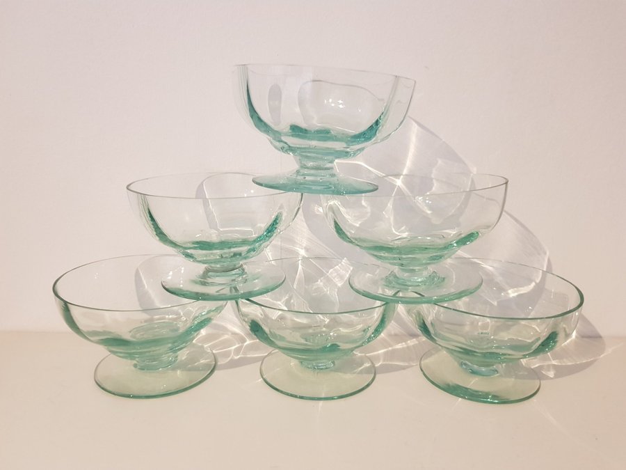 Åfors dessertskålar coupeglas grönt glas glas på fot efterrättsskålar retro