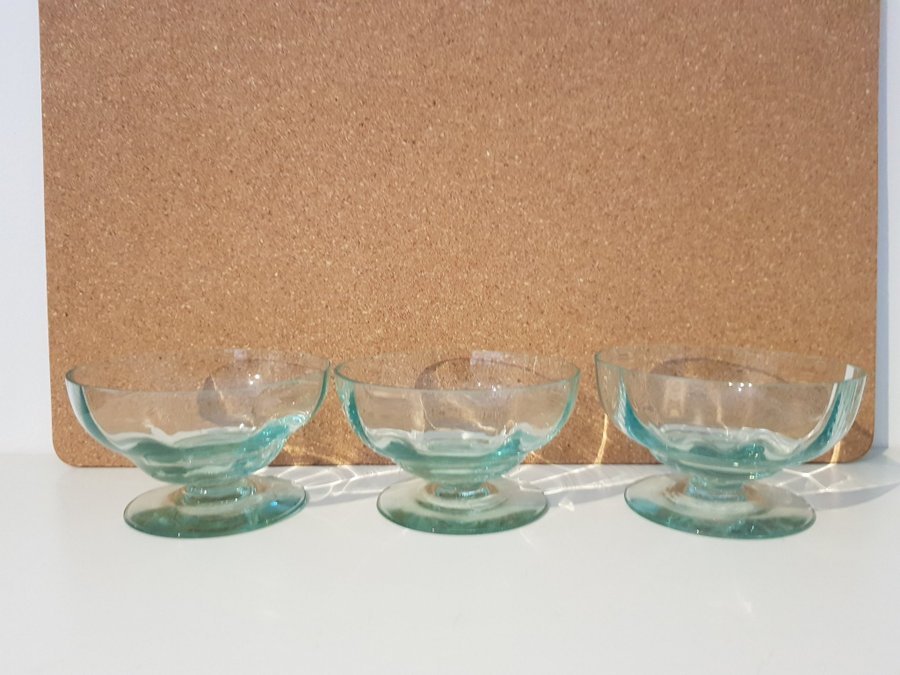 Åfors dessertskålar coupeglas grönt glas glas på fot efterrättsskålar retro