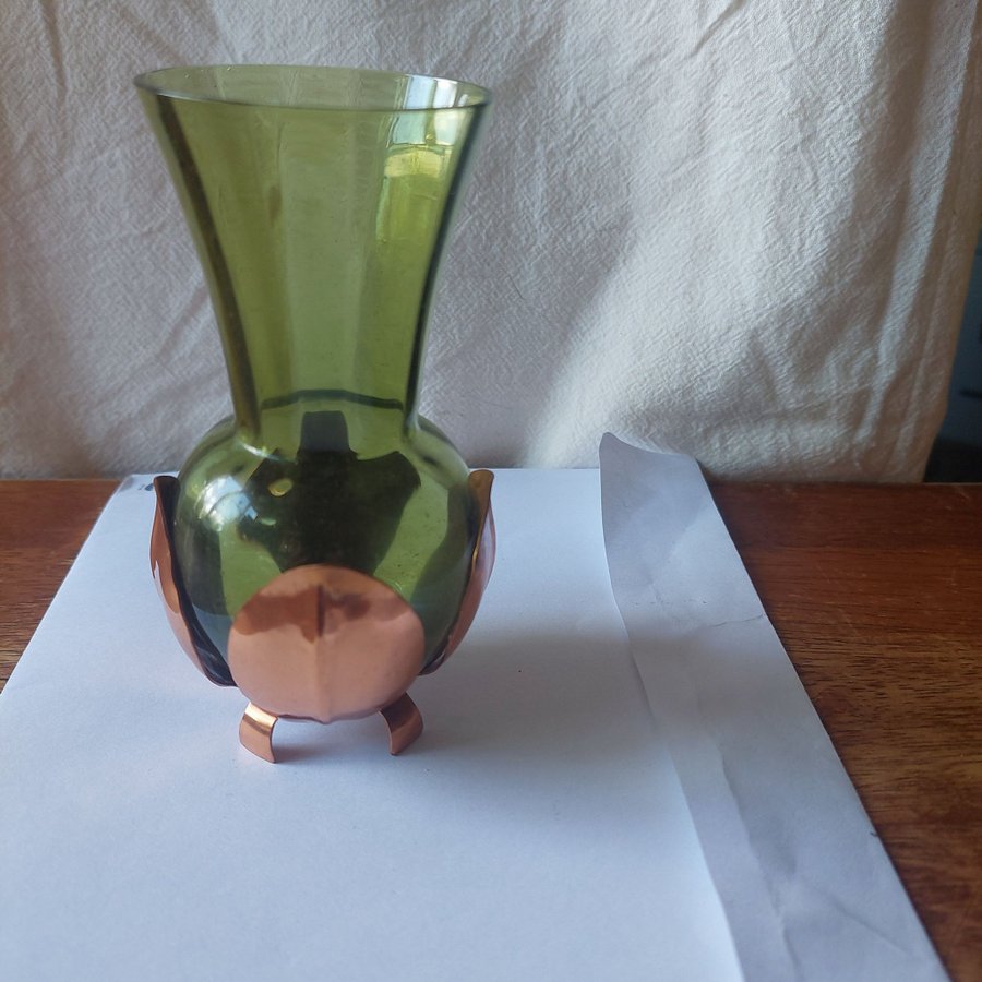 MCM SWEDEN Glas  Metall Petal Flower Bud vase