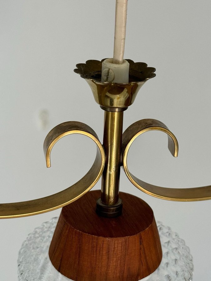 TAKLAMPA / Mässing - Glas - Teak / 1900 - tal