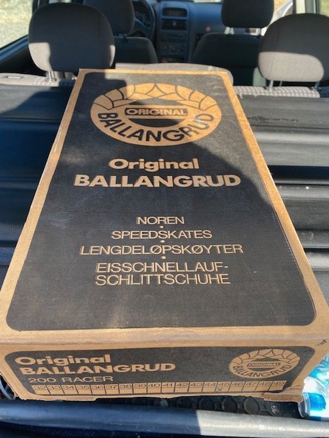 Vintage Ballangrud norska skridskor Svart/beige läder Storlek 45