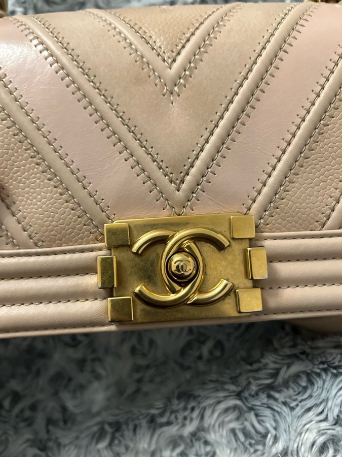 Chanel Boy Flap Bag Chevron Caviar and Calfskin Small