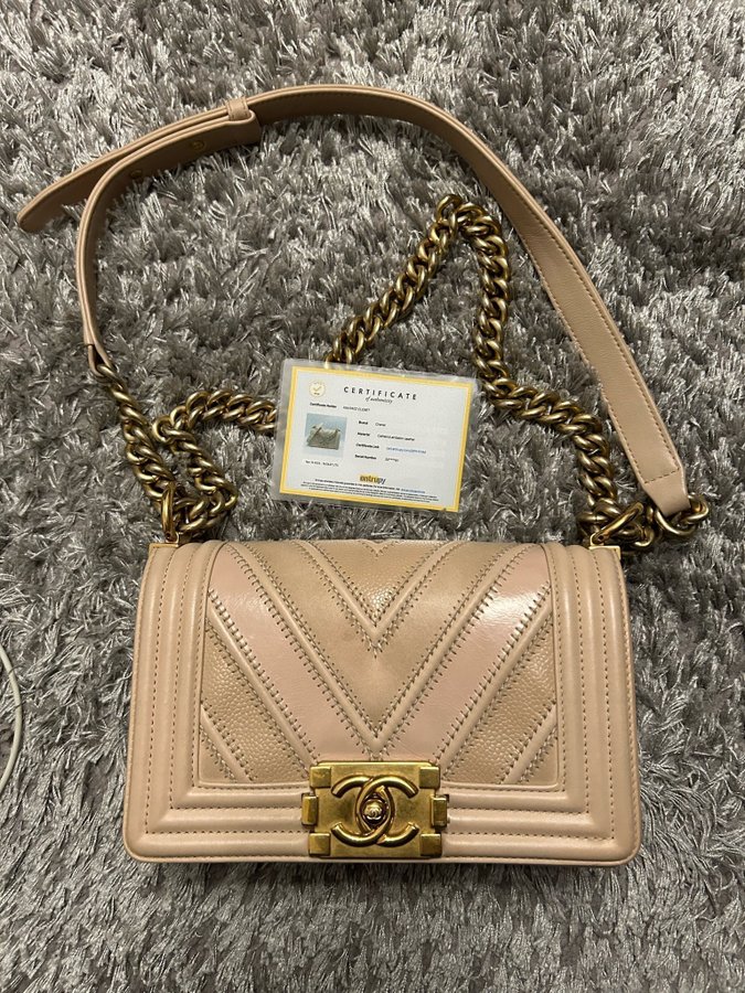 Chanel Boy Flap Bag Chevron Caviar and Calfskin Small