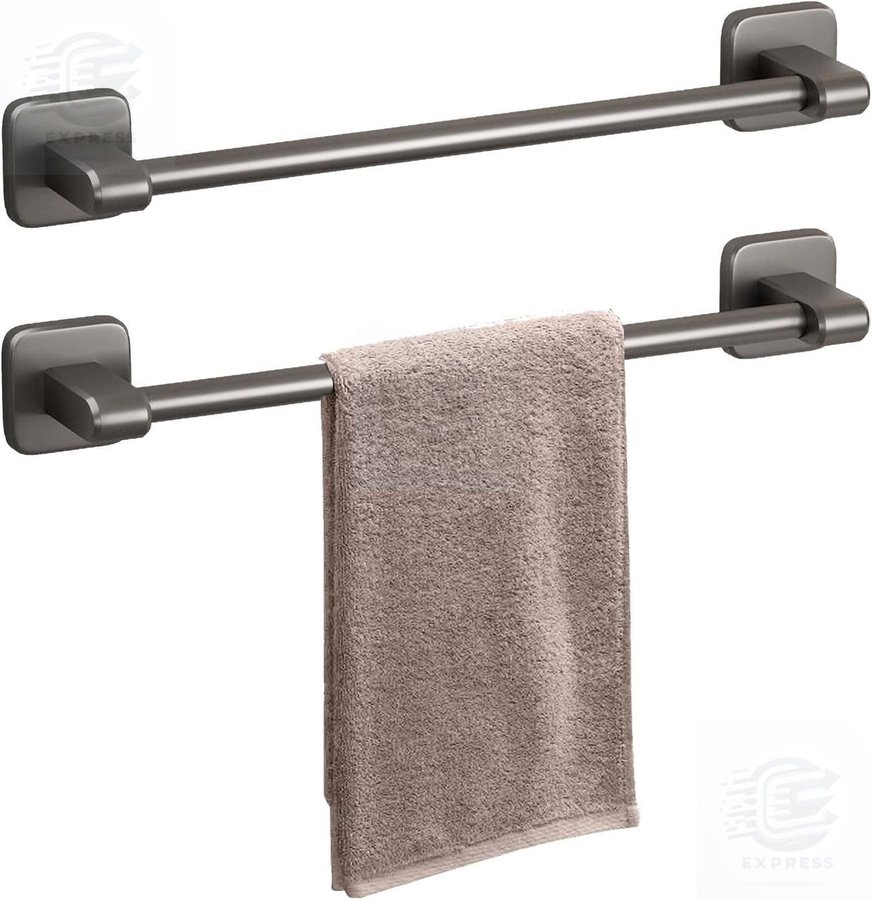 NY 2st Handduksskena 40 cm • Utan borrning• för badrum sovrum kök mm • Grå