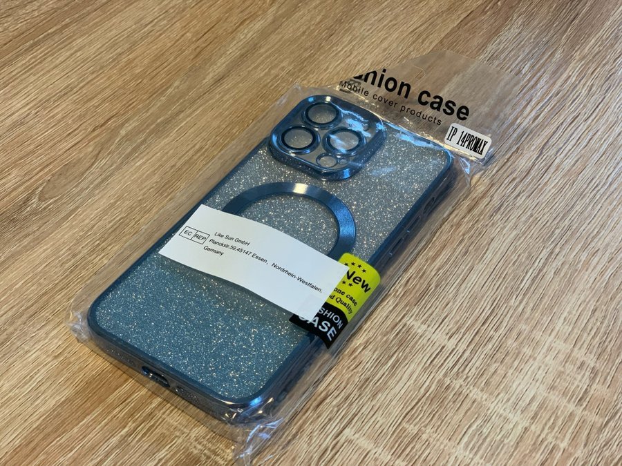 iPhone 14 Pro Max cover m glitter blå