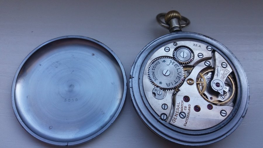 Military pocket watch'' Helvetia'' GSTP Switzerland for Great Britain ~1940s