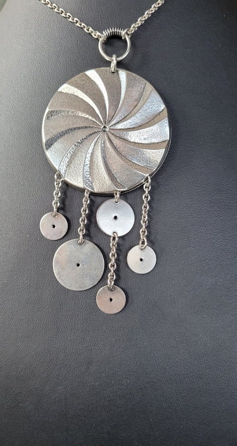Kalevala Koru : vintage modernist silver " MILLSTONES " necklace Finland