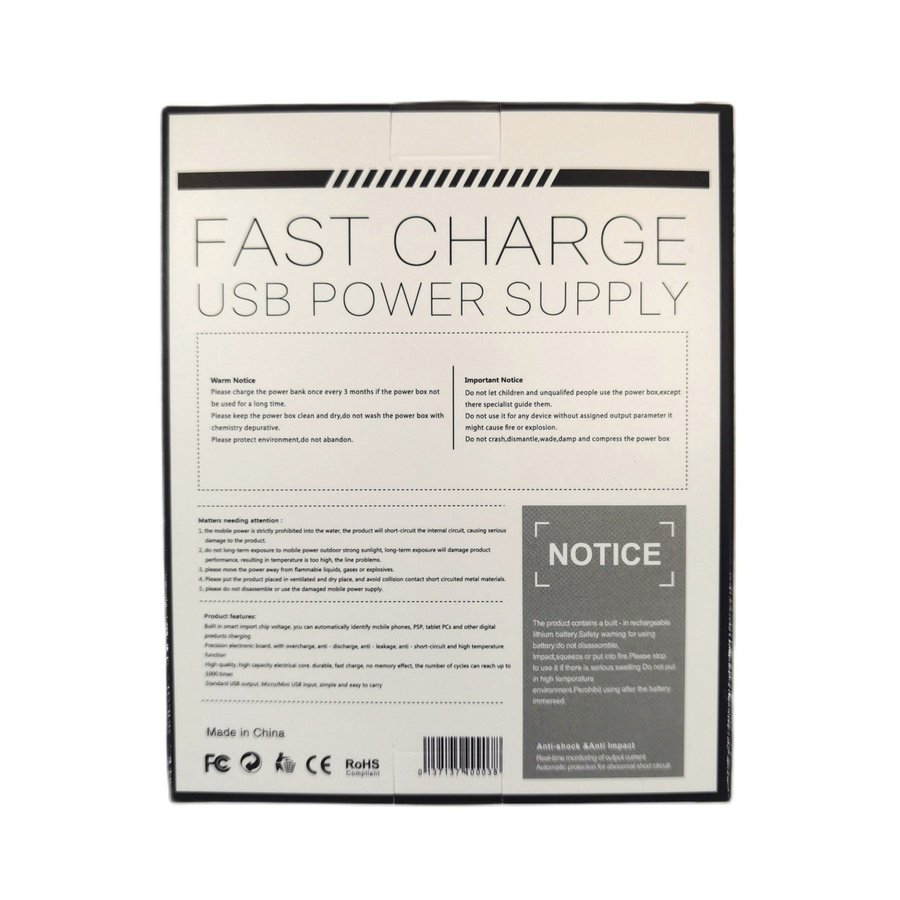 Power Bank - USB Power Supply (BLACK) NEW!