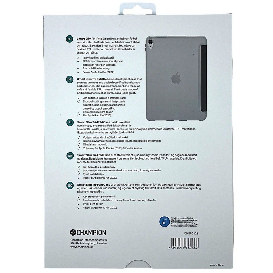 Champion Smart Folio Case - iPad Air 4/5 Gen 2020/22 109" - Svart