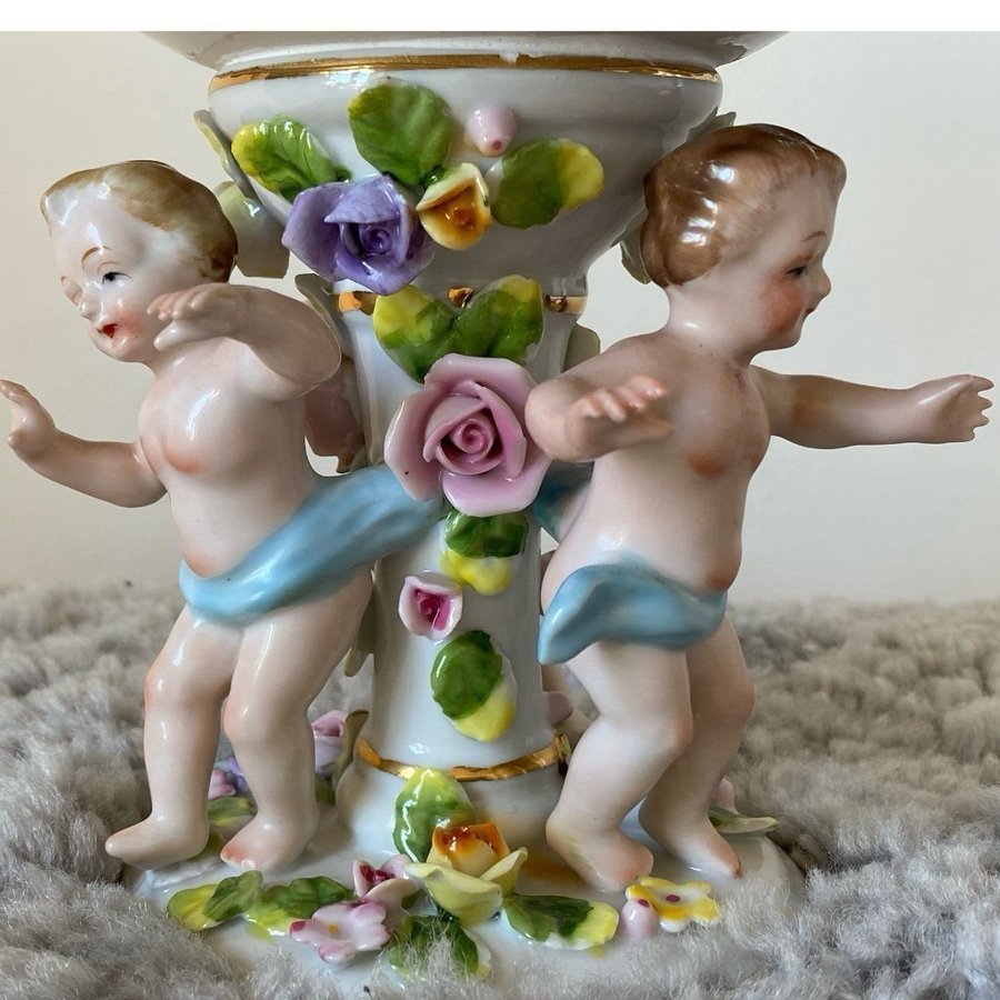 Fruktskål Porslinsskål Puttifigurer Retro Vintage