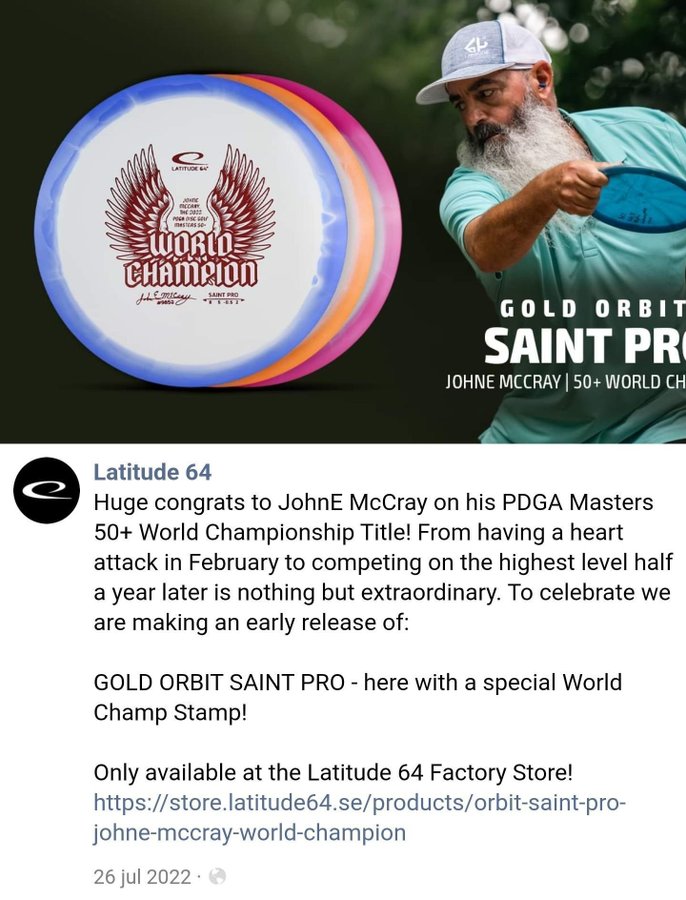 Latitude 64 -Johne mcCray Gold orbit Saint prodisc för discgolf