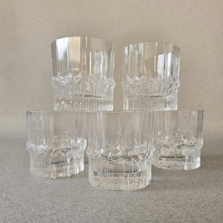 Iittala "PALLAS" 6 st whiskeyglas selterglas H 67 cm Tapio Wirkkala 1970