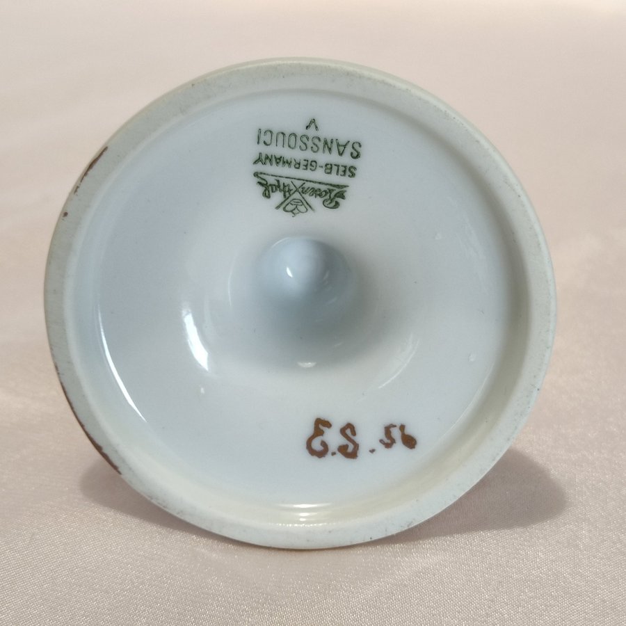 Rosenthal Sanssouci handmålat porslin 2 st ljusstakar signerad o daterad ES 56