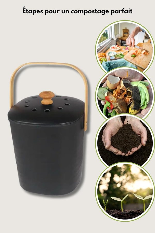 NY Komposteringskorg för kök med lock och kolfilter | Ordpris 699kr