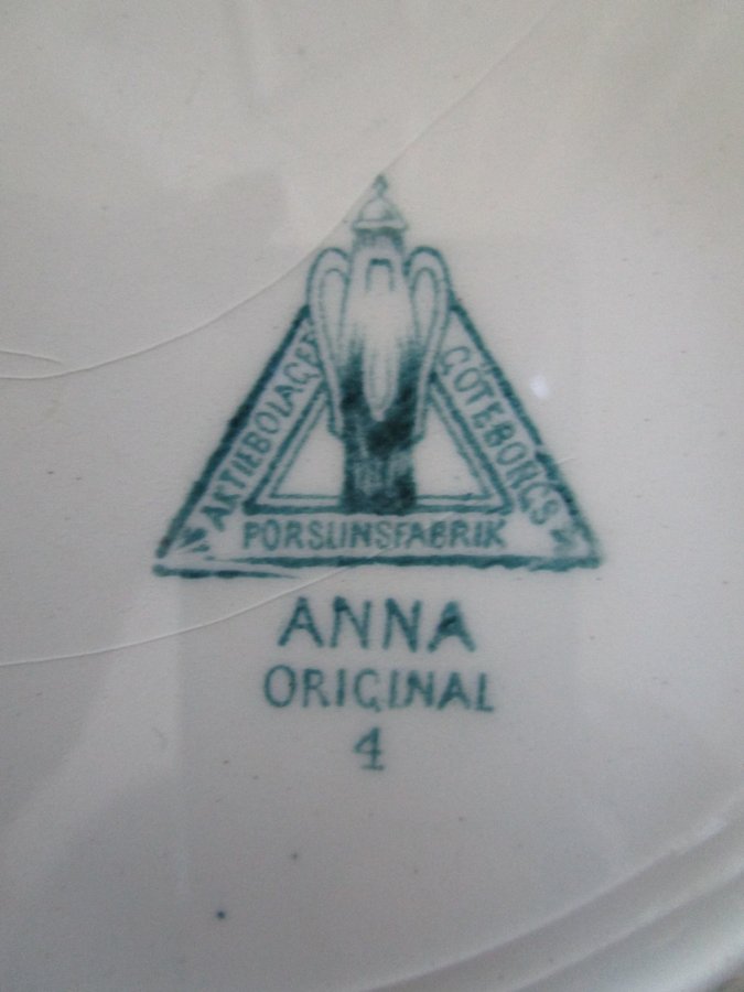 ANTIK - Tallrik "ANNA ORIGINAL" Göteborgs Porslinsfabrik 1898-1914 - Gott skick