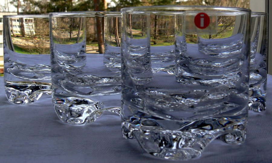 Sex fina whiskyglas Tapio Wirkkala Iittala