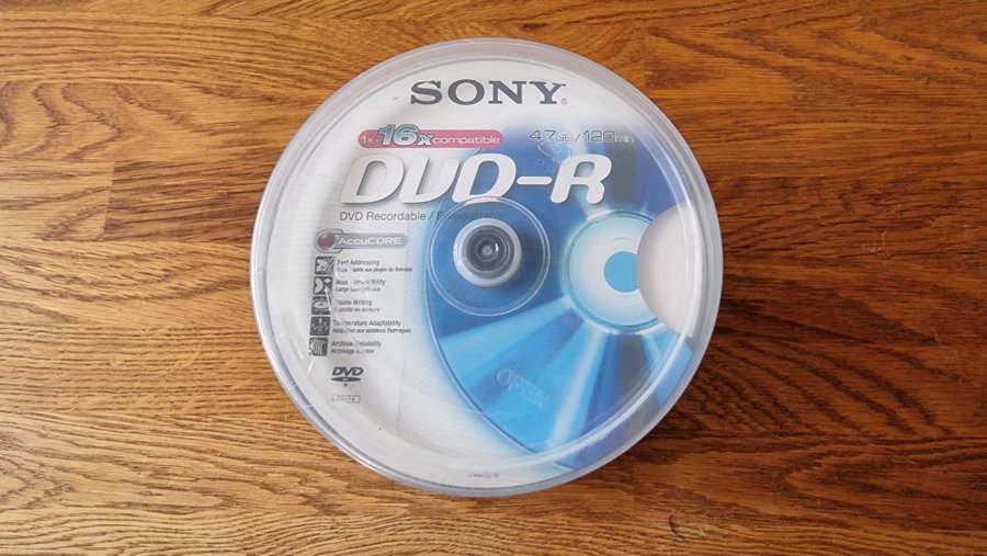Nya Oanvända Och Inplastade SONY DVD-R Tomma Skivor För DVD-bränning 100-Pack