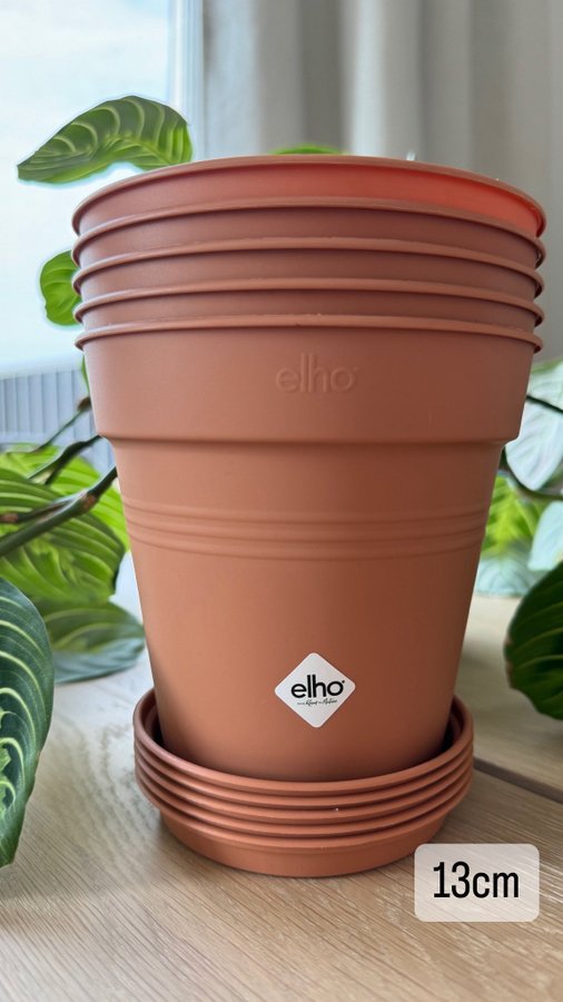 ELHO Basics 5st Planteringskrukor och Fat - Terracotta 13cm