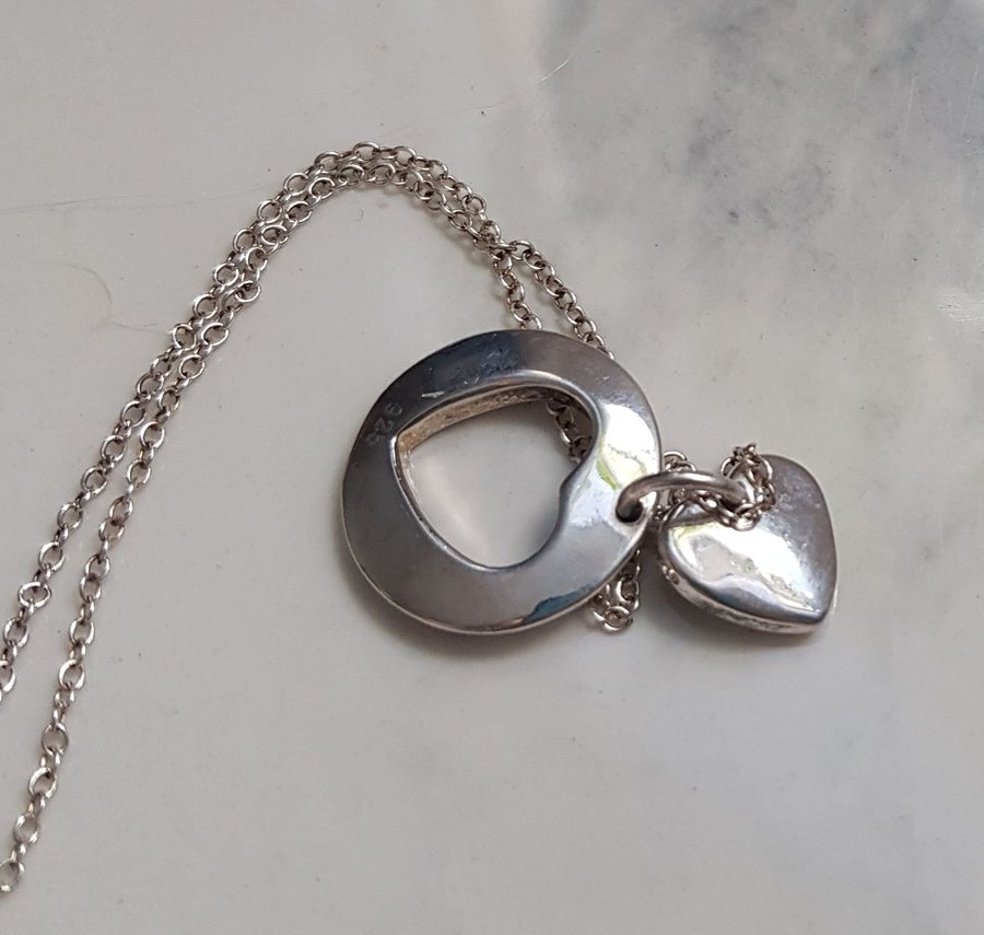 NY Halsband med hänge Hjärta 2 cm Kedja 44 cm 925 sterling silver