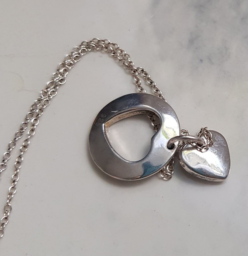 NY Halsband med hänge Hjärta 2 cm Kedja 44 cm 925 sterling silver