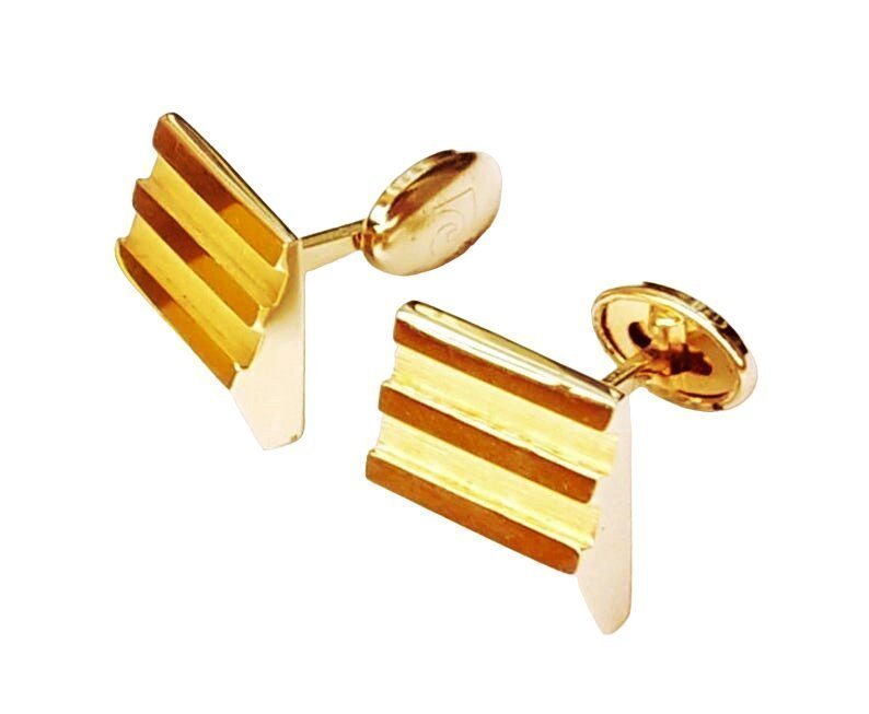 Pierre Cardin Cufflinks Vintage 70s Gold Tone Cuff Links For Men Made In France