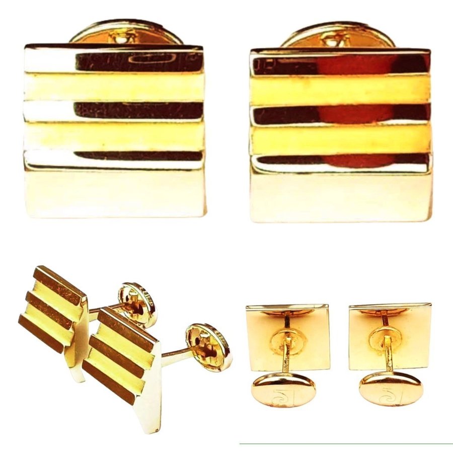 Pierre Cardin Cufflinks Vintage 70s Gold Tone Cuff Links For Men Made In France