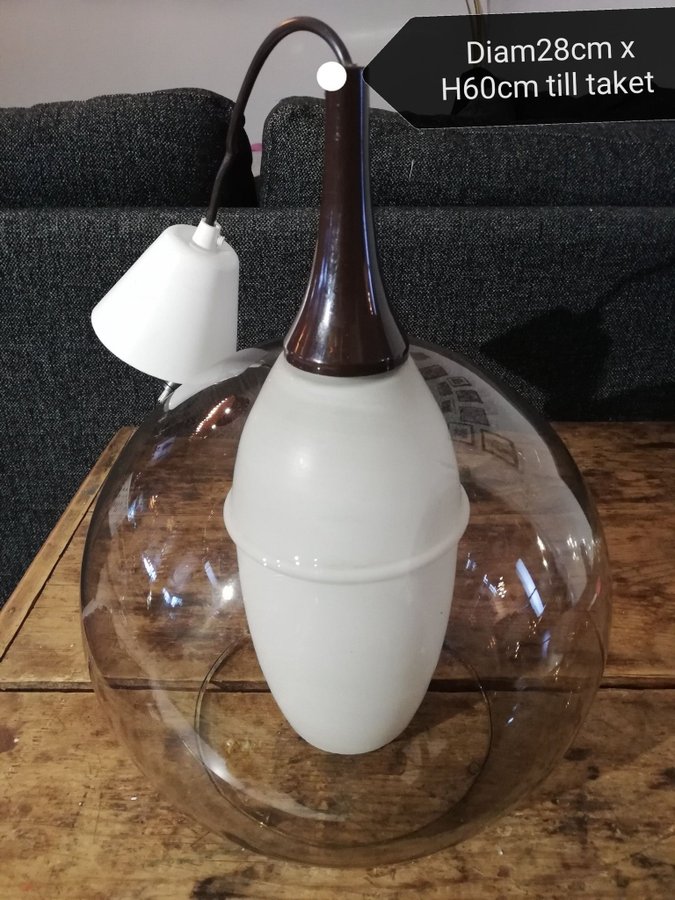 Retro pendantlampa glas  opalinglas 1970-tals