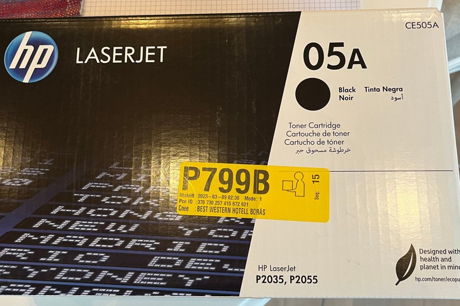 2 st Oöppnade Laserjet HP toners 05A svart nypris ca 2900 kr