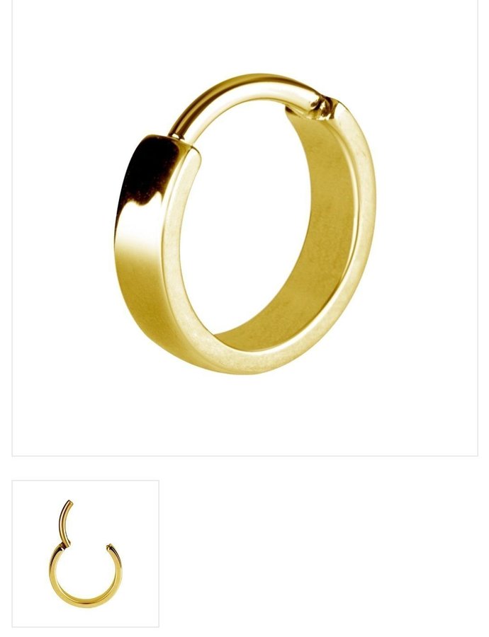 NY! Ornament - bred clicker guldring/piercing 24K (Guldpläterat kirurgiskt stål)