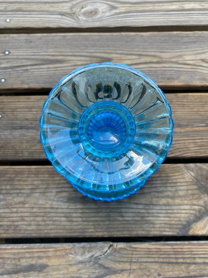 Iittala blå skål på fot glas Mariskooli Marimekko Design Iitala Iitalla Ittala