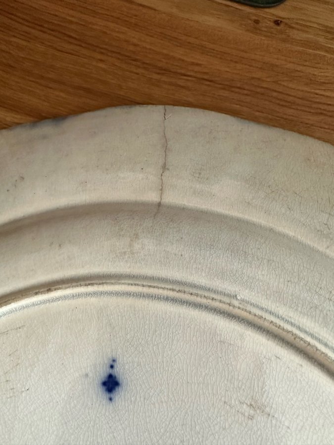 Antikt fat Rörstrand 1850-tal Flytande blått
