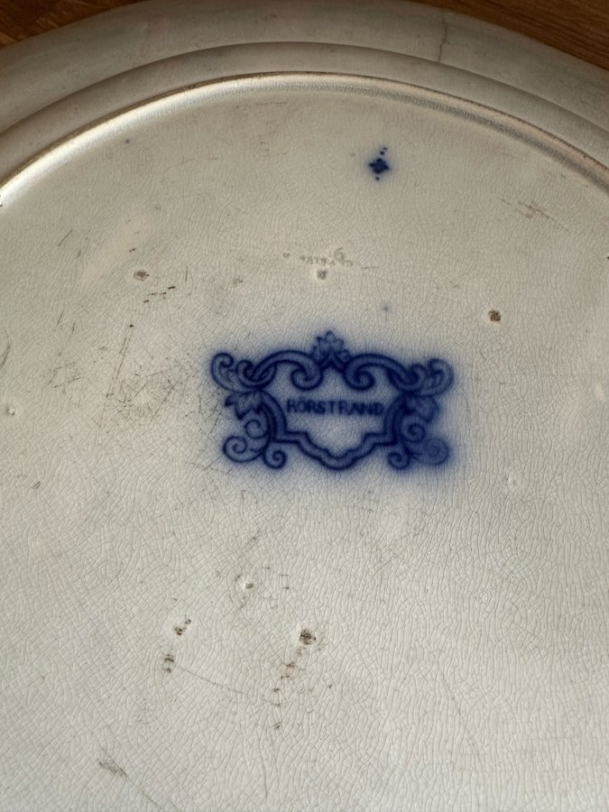Antikt fat Rörstrand 1850-tal Flytande blått