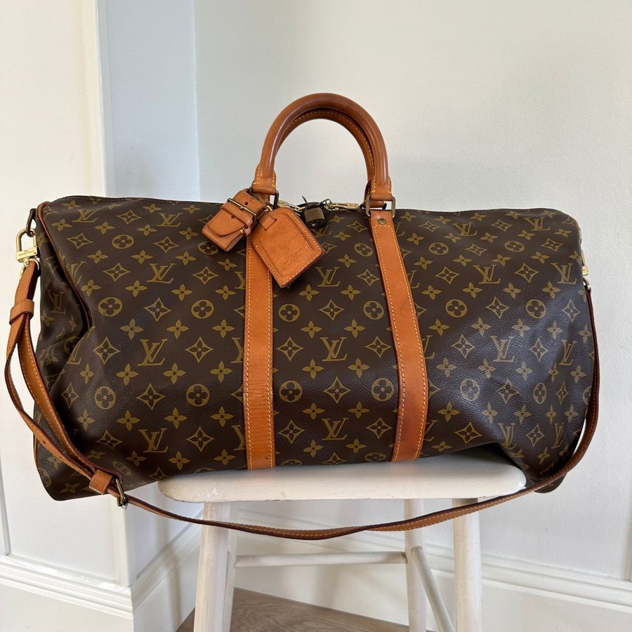 Louis Vuitton Monogram Canvas Keepall 55 med Axelrem