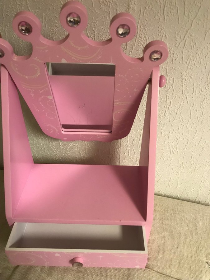 Mini SMINKBORD i TRÄ - SMINKSPEGEL DISNEY PRINSESSOR perfekt Inredning tjej rum