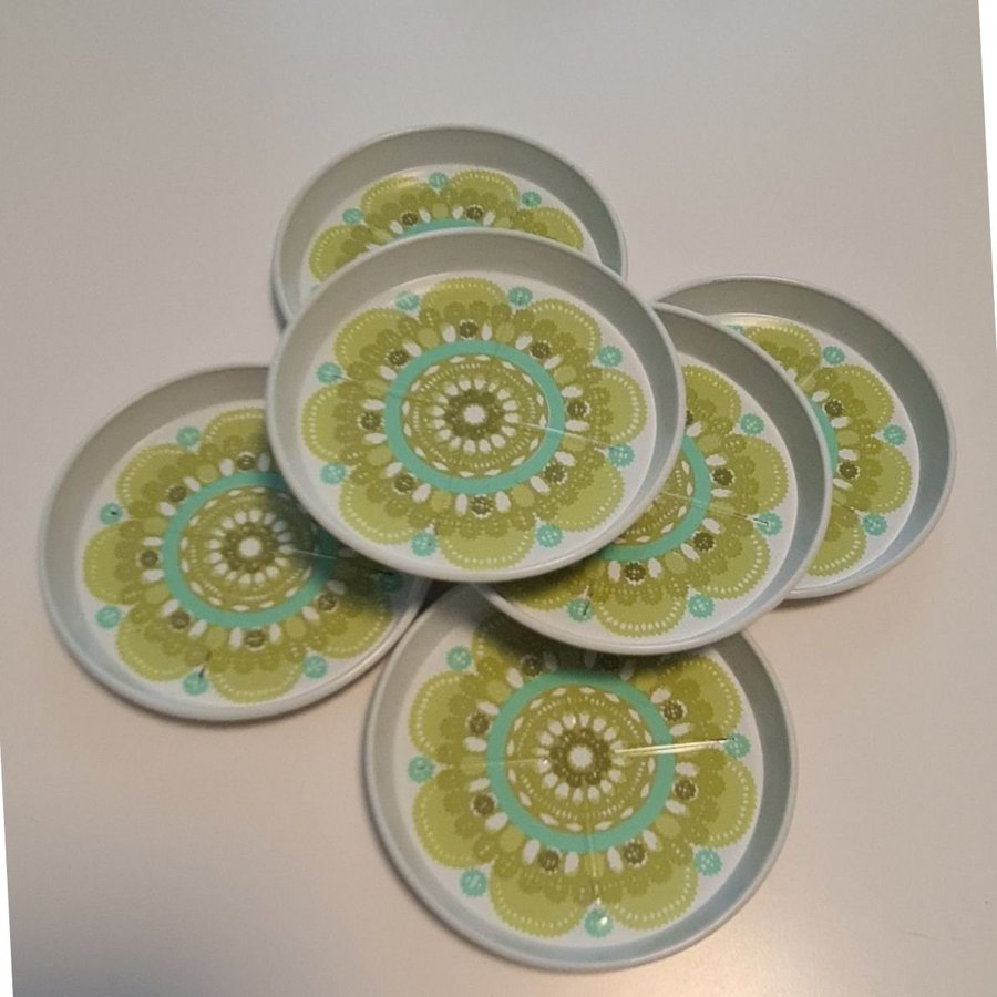 Coasters 6 st IRA Denmark Ethel von Horn retro Vintage 70-tal