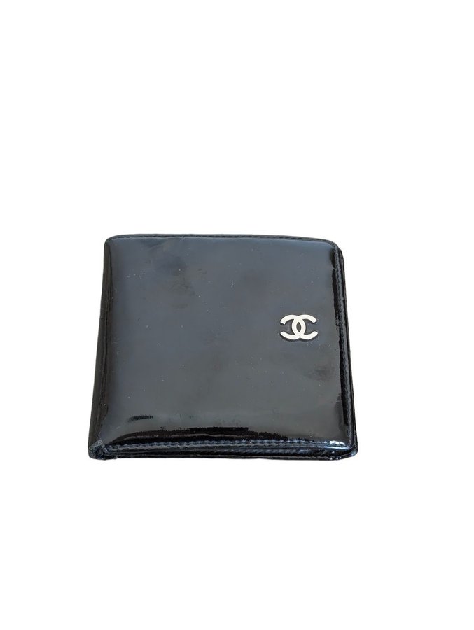 Äkta Vintage Svart Chanel CC Plånbok i läder