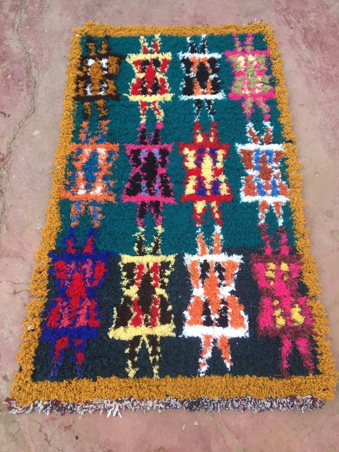 Handgjord äkta marockansk matta vintage marockansk designmatta 150x83