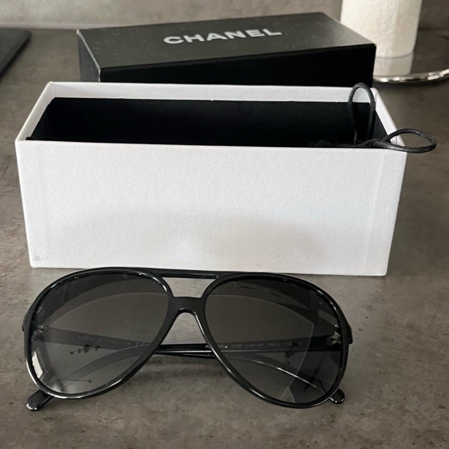 CHANEL design solglasögon tortoise aviator solglasögon svarta unisex