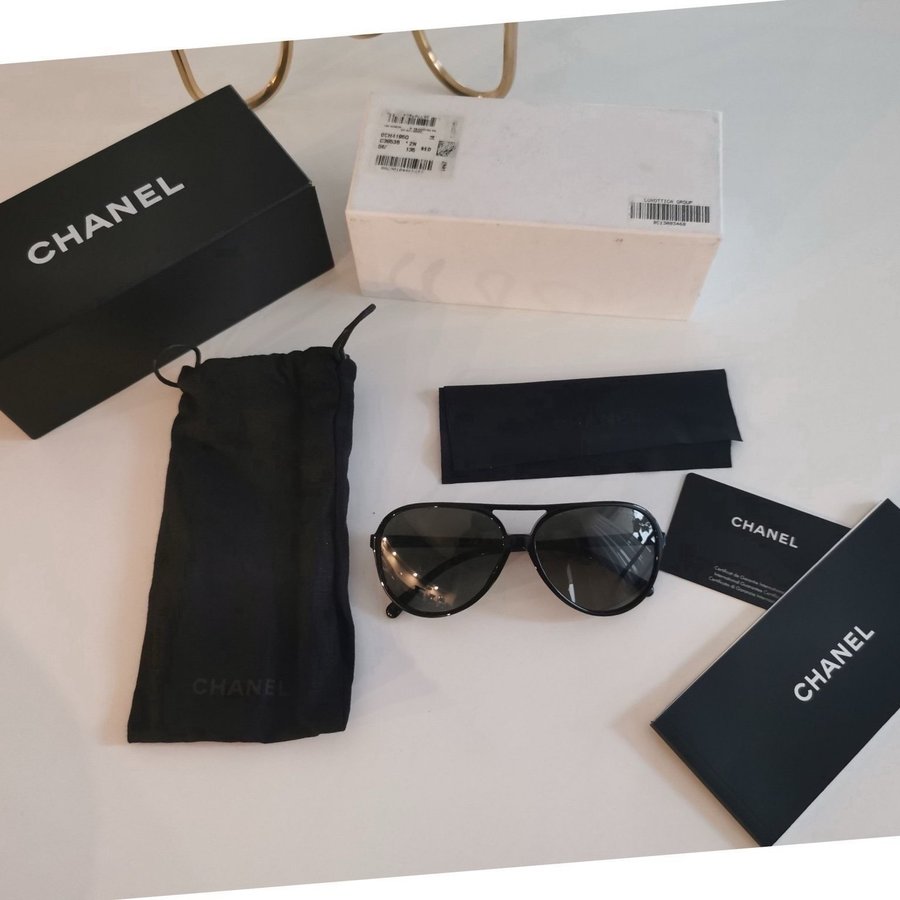 CHANEL design solglasögon tortoise aviator solglasögon svarta unisex