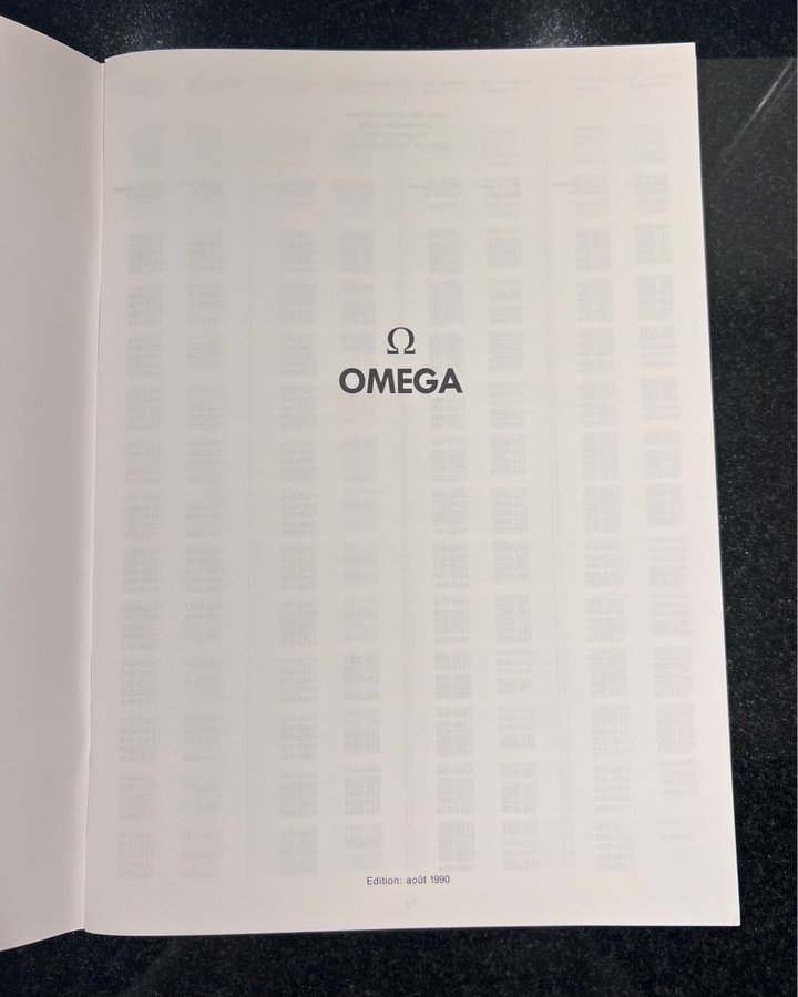 Omega Watch WHITE Dressing Components Catalogue 1990